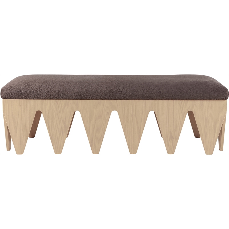 Meridian Furniture Altair Brown Velour Fur Fabric Bench