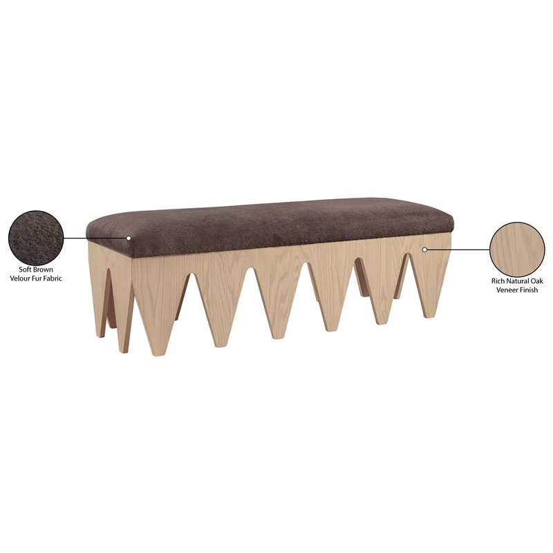 Meridian Furniture Altair Brown Velour Fur Fabric Bench