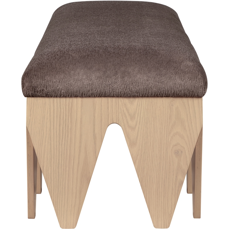 Meridian Furniture Altair Brown Velour Fur Fabric Bench