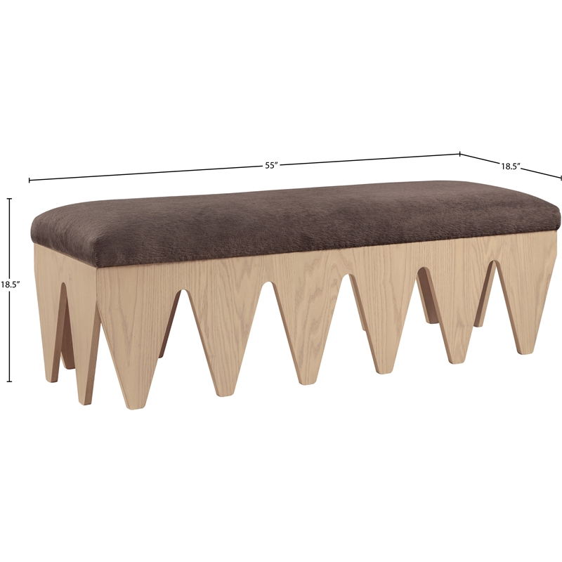 Meridian Furniture Altair Brown Velour Fur Fabric Bench