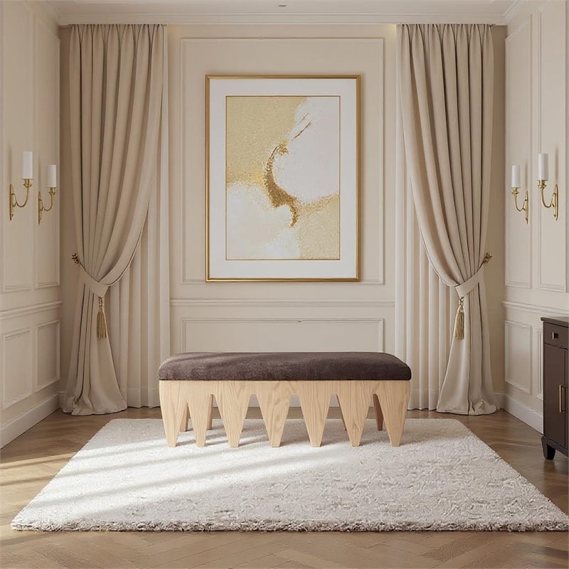 Meridian Furniture Altair Brown Velour Fur Fabric Bench