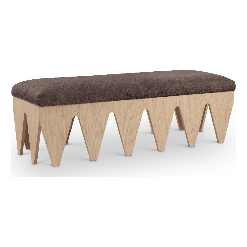 Meridian Furniture Altair Brown Velour Fur Fabric Bench