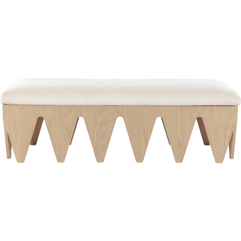 Meridian Furniture Altair Cream Velour Fur Fabric Bench