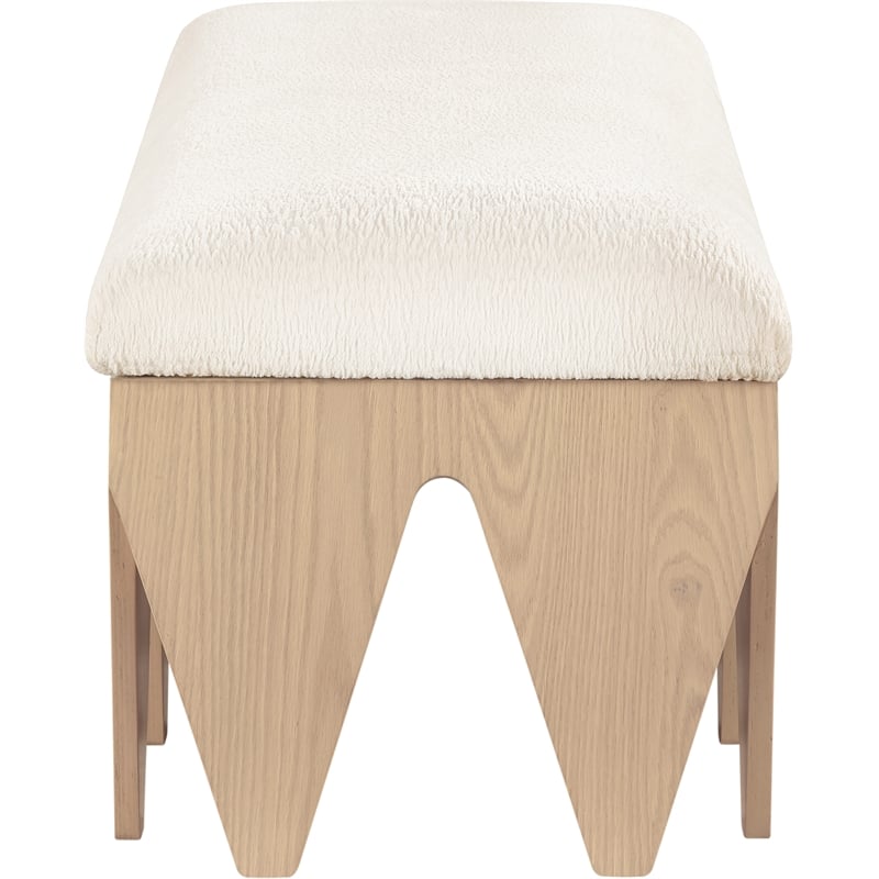 Meridian Furniture Altair Cream Velour Fur Fabric Bench