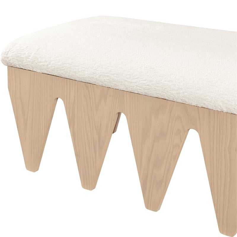 Meridian Furniture Altair Cream Velour Fur Fabric Bench