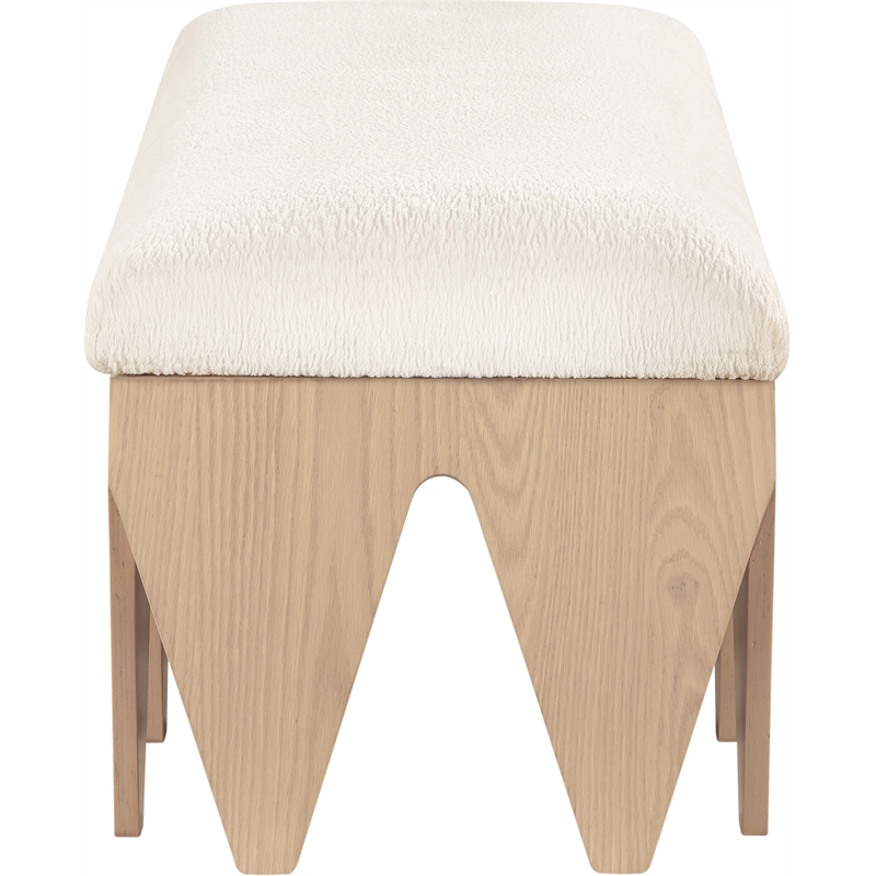 Meridian Furniture Altair Cream Velour Fur Fabric Bench