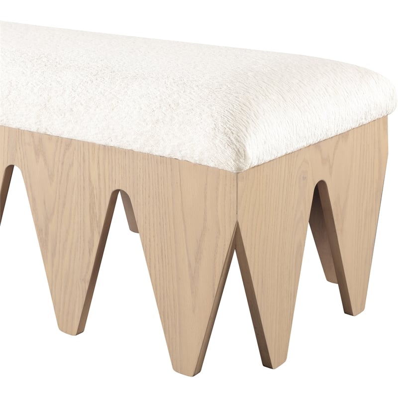 Meridian Furniture Altair Cream Velour Fur Fabric Bench