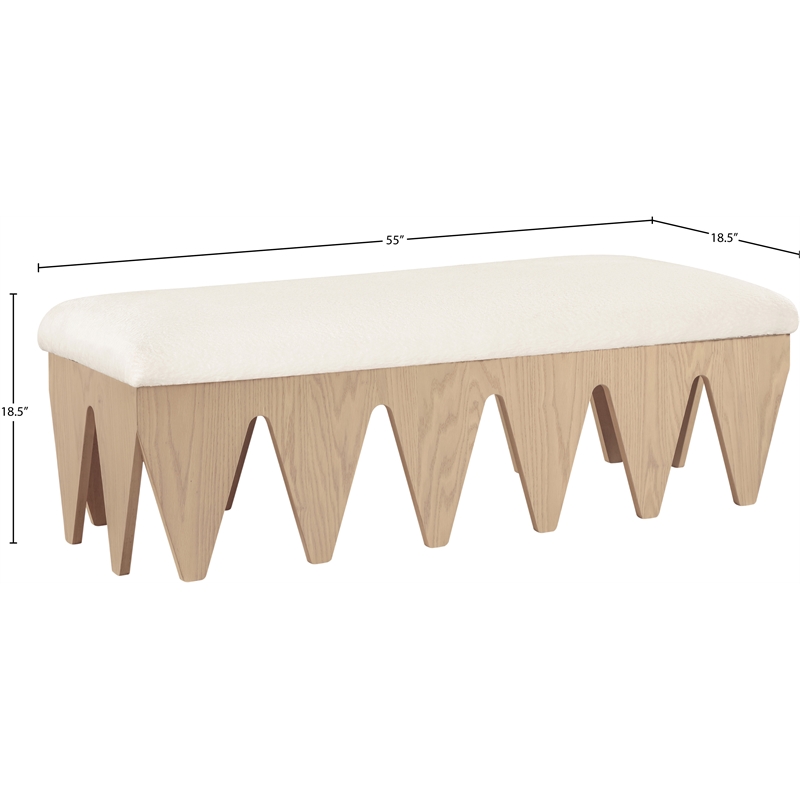 Meridian Furniture Altair Cream Velour Fur Fabric Bench