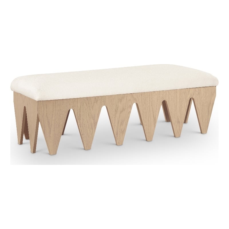 Meridian Furniture Altair Cream Velour Fur Fabric Bench