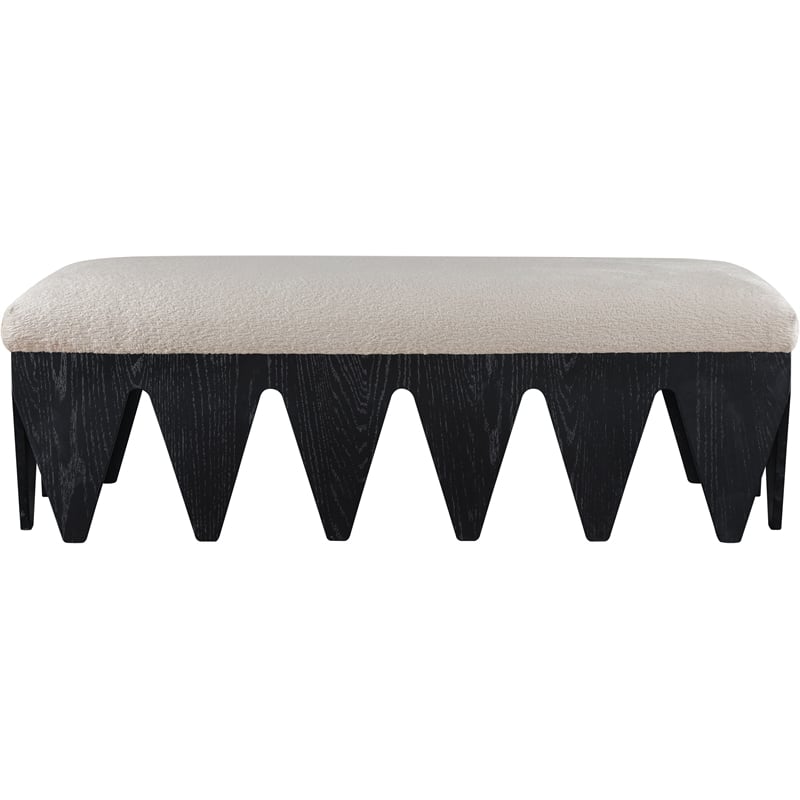 Meridian Furniture Altair Beige Velour Fur Fabric Bench