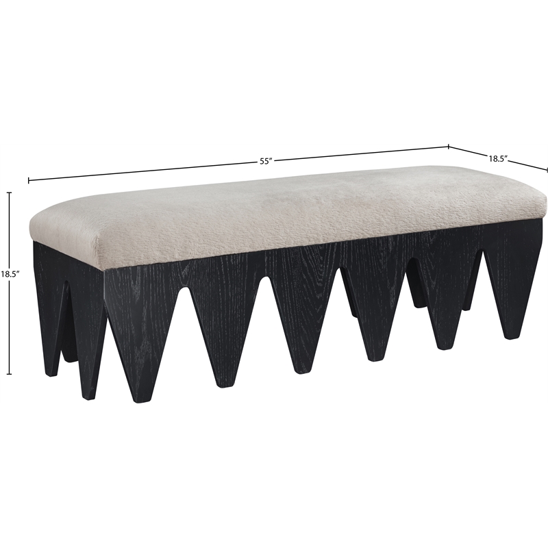 Meridian Furniture Altair Beige Velour Fur Fabric Bench