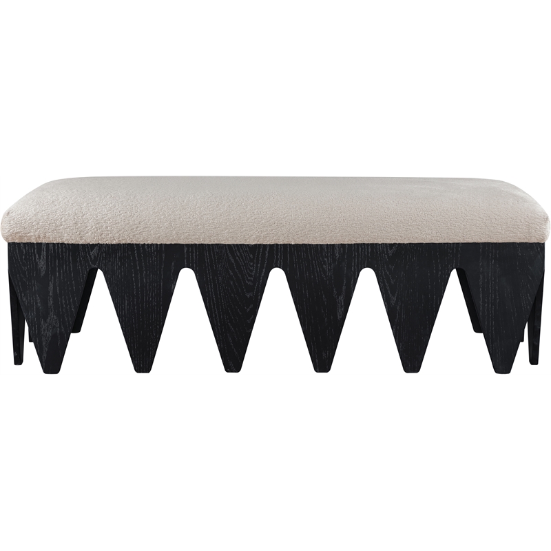 Meridian Furniture Altair Beige Velour Fur Fabric Bench