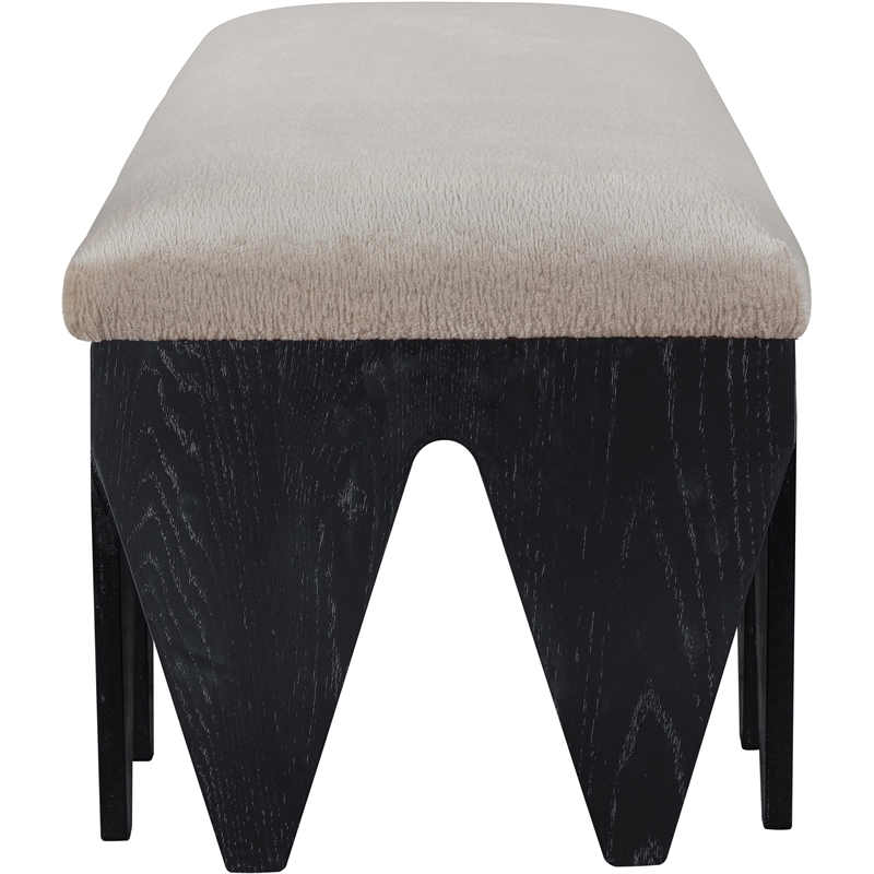 Meridian Furniture Altair Beige Velour Fur Fabric Bench