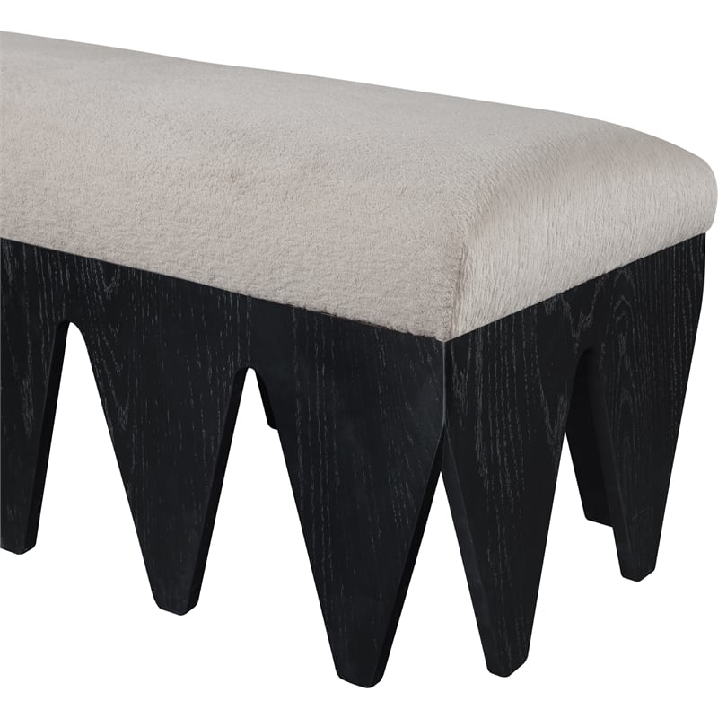 Meridian Furniture Altair Beige Velour Fur Fabric Bench