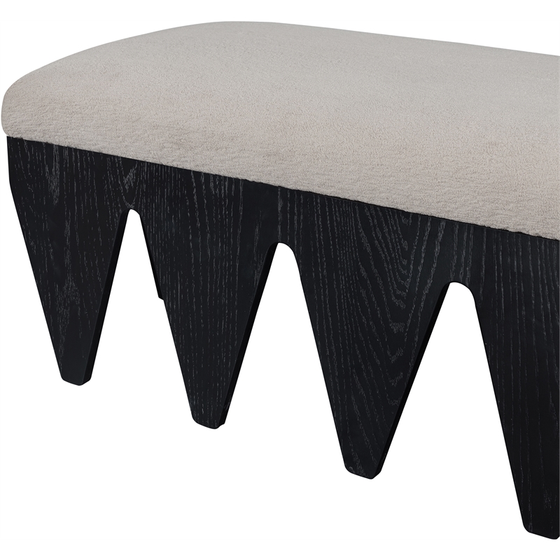 Meridian Furniture Altair Beige Velour Fur Fabric Bench