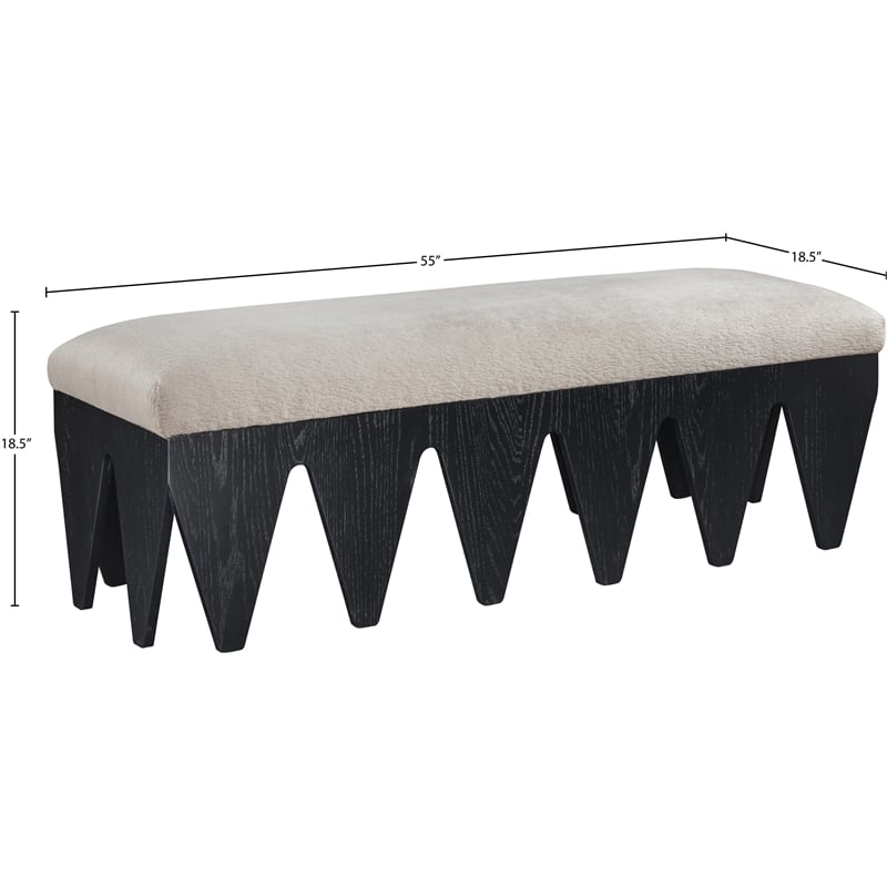 Meridian Furniture Altair Beige Velour Fur Fabric Bench