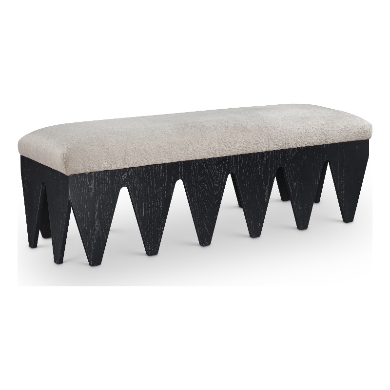 Meridian Furniture Altair Beige Velour Fur Fabric Bench
