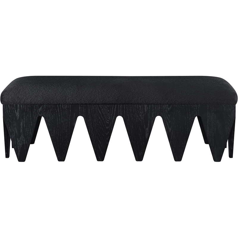 Meridian Furniture Altair Black Velour Fur Fabric Bench