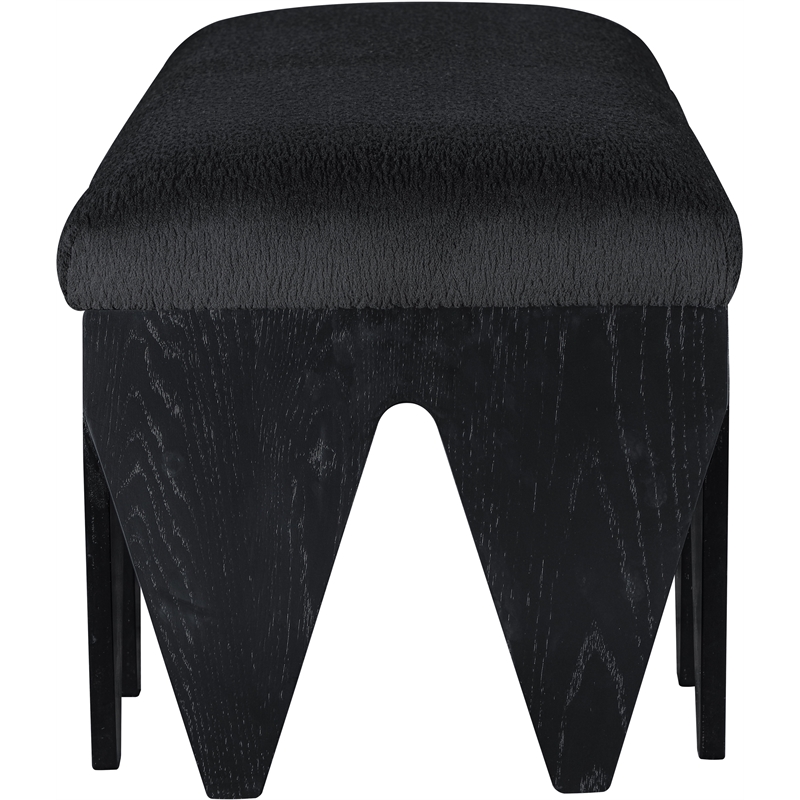 Meridian Furniture Altair Black Velour Fur Fabric Bench
