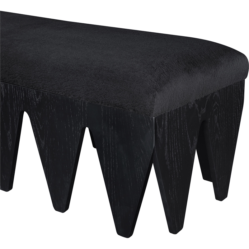 Meridian Furniture Altair Black Velour Fur Fabric Bench
