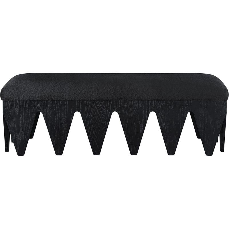 Meridian Furniture Altair Black Velour Fur Fabric Bench