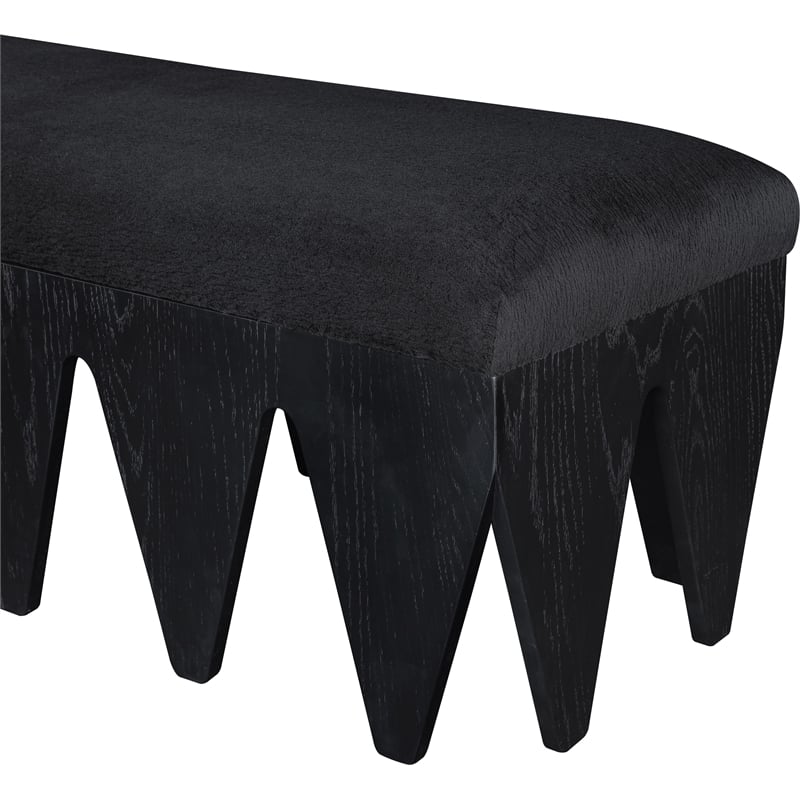Meridian Furniture Altair Black Velour Fur Fabric Bench