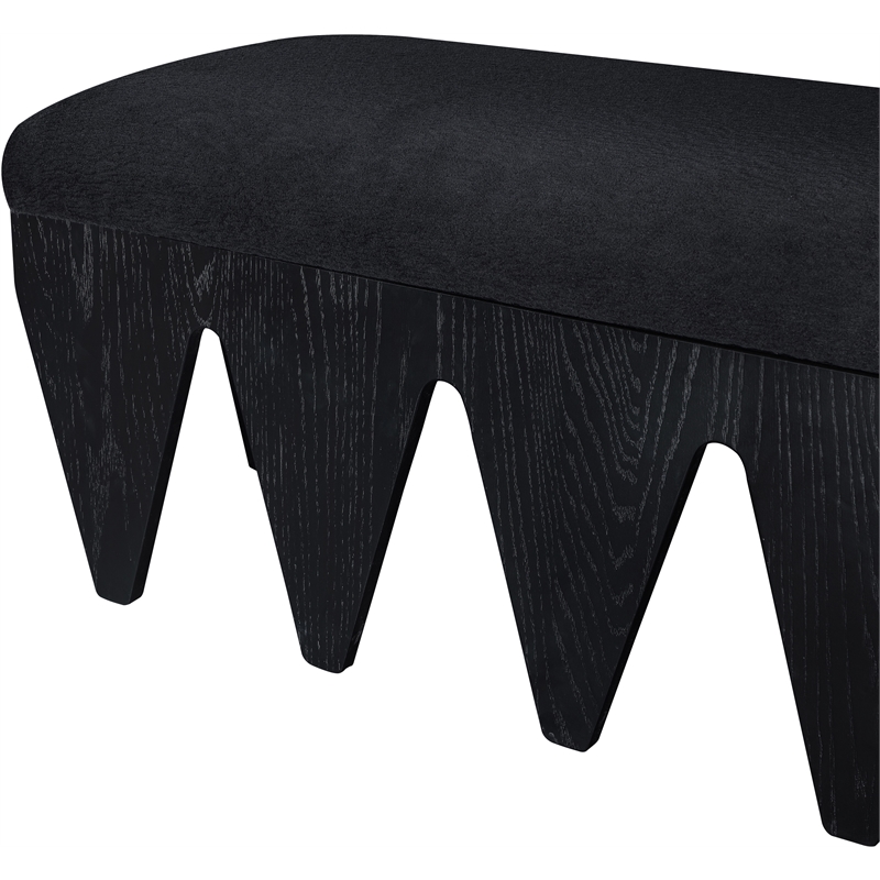 Meridian Furniture Altair Black Velour Fur Fabric Bench