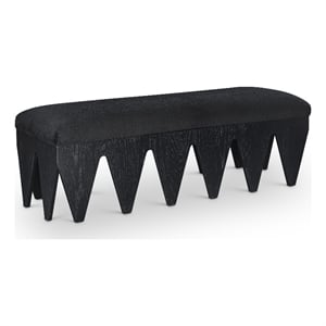 Meridian Furniture Altair Black Velour Fur Fabric Bench