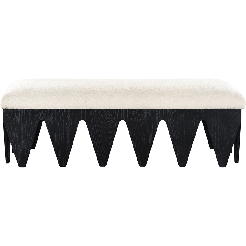 Meridian Furniture Altair Cream Velour Fur Fabric Bench