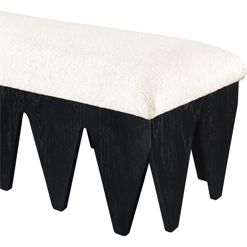 Meridian Furniture Altair Cream Velour Fur Fabric Bench