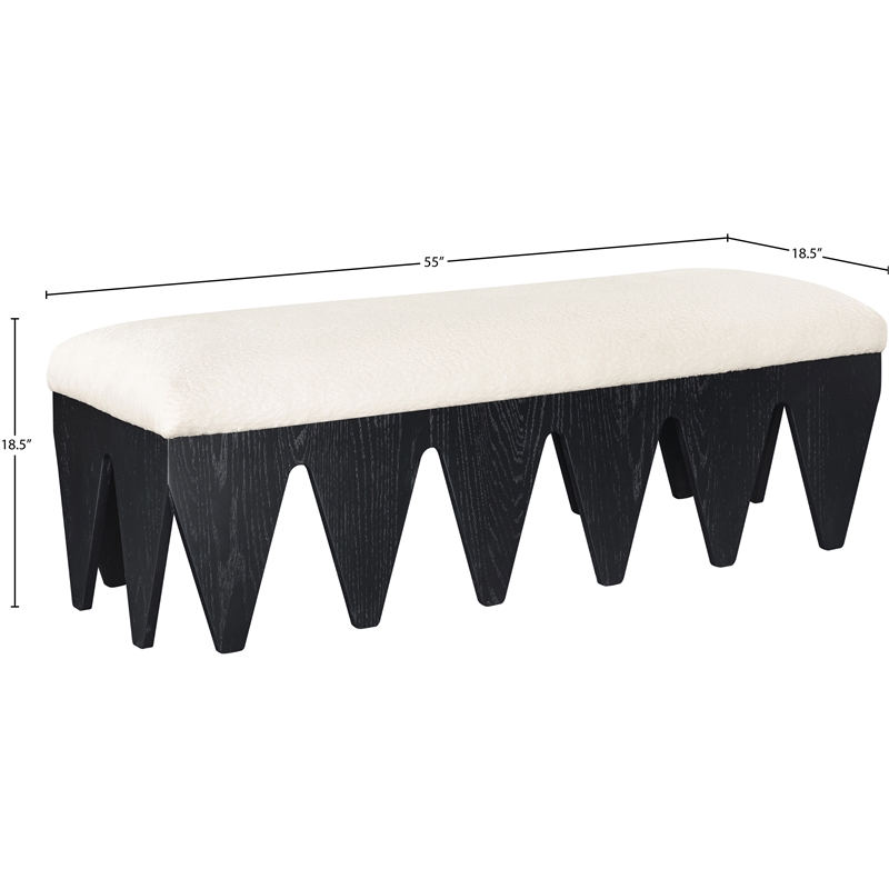 Meridian Furniture Altair Cream Velour Fur Fabric Bench