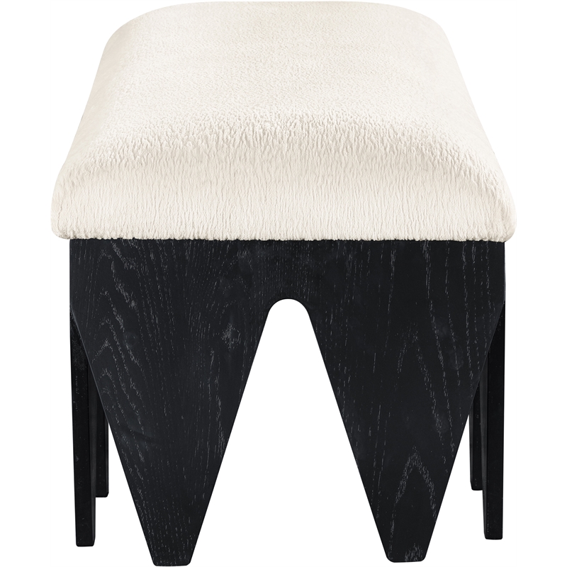 Meridian Furniture Altair Cream Velour Fur Fabric Bench