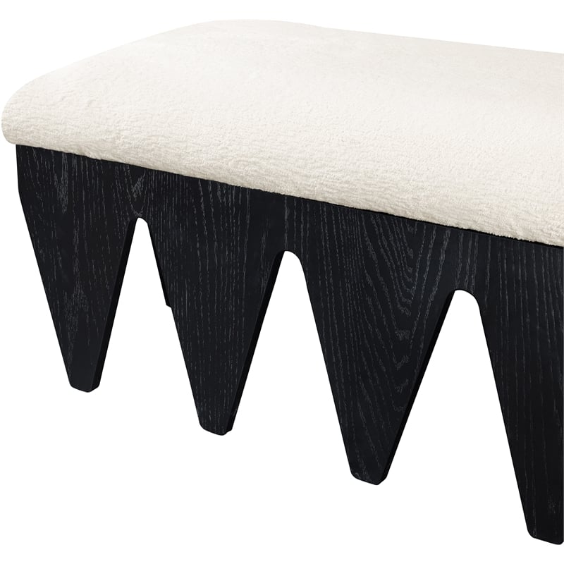 Meridian Furniture Altair Cream Velour Fur Fabric Bench