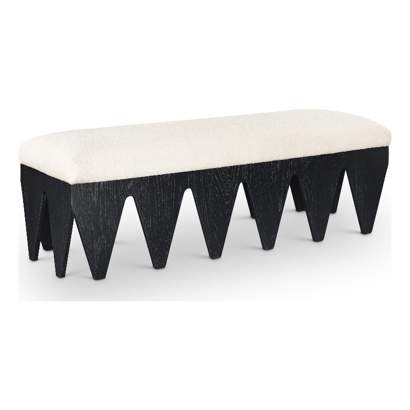 Meridian Furniture Altair Cream Velour Fur Fabric Bench