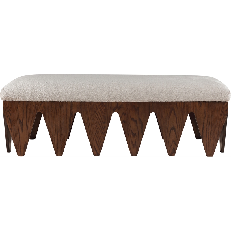 Meridian Furniture Altair Beige Velour Fur Fabric Bench