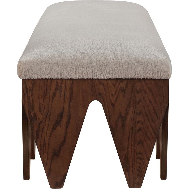 Meridian Furniture Altair Beige Velour Fur Fabric Bench