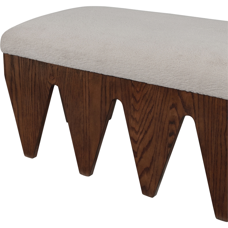 Meridian Furniture Altair Beige Velour Fur Fabric Bench