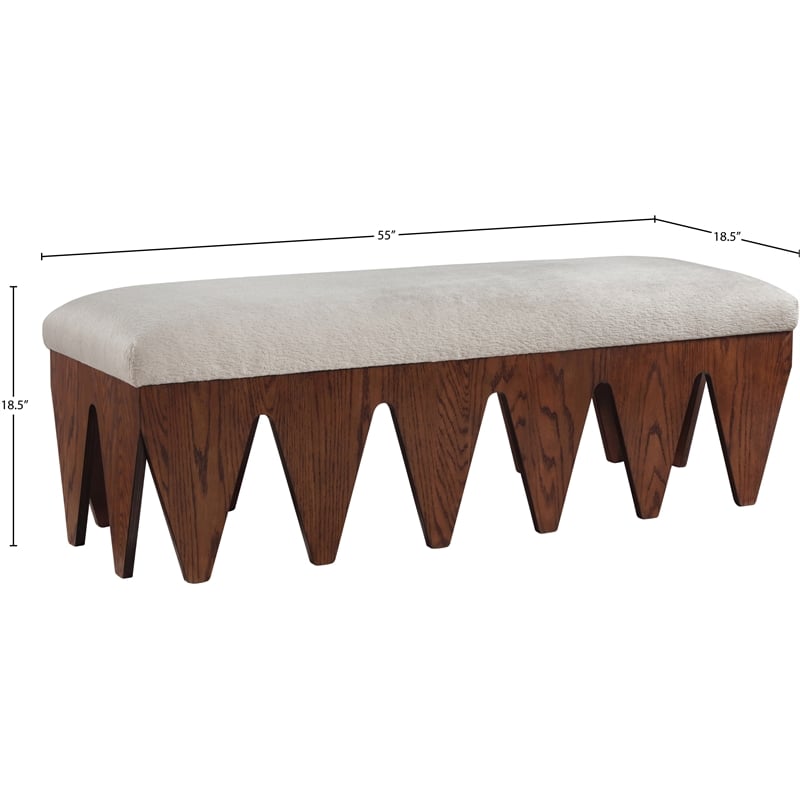 Meridian Furniture Altair Beige Velour Fur Fabric Bench