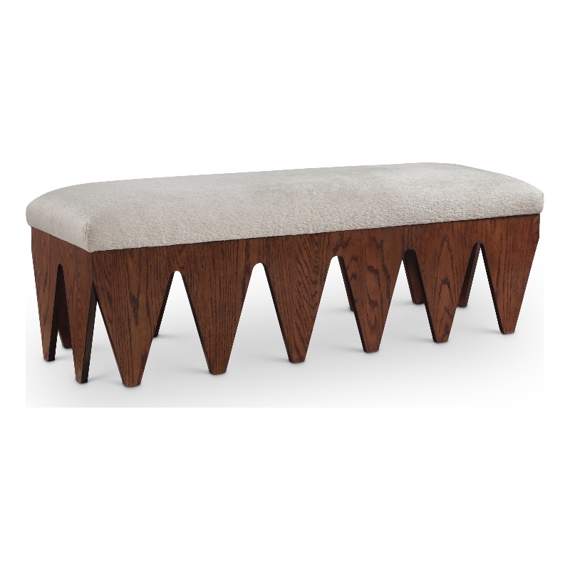 Meridian Furniture Altair Beige Velour Fur Fabric Bench