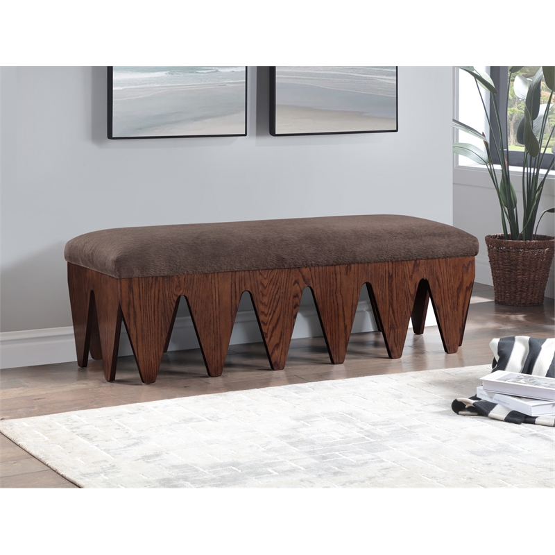 Meridian Furniture Altair Brown Velour Fur Fabric Bench