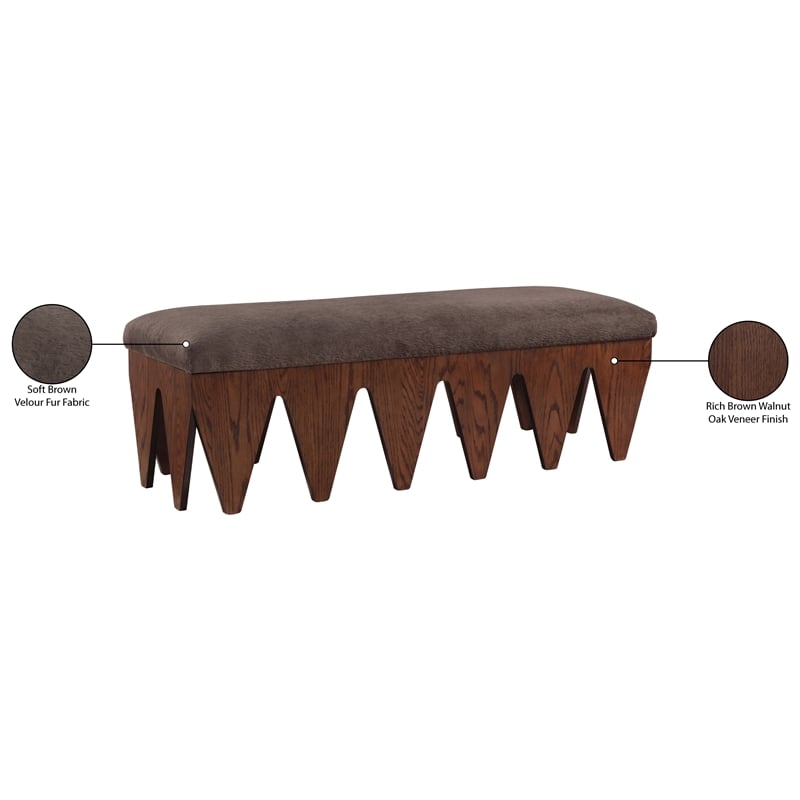 Meridian Furniture Altair Brown Velour Fur Fabric Bench