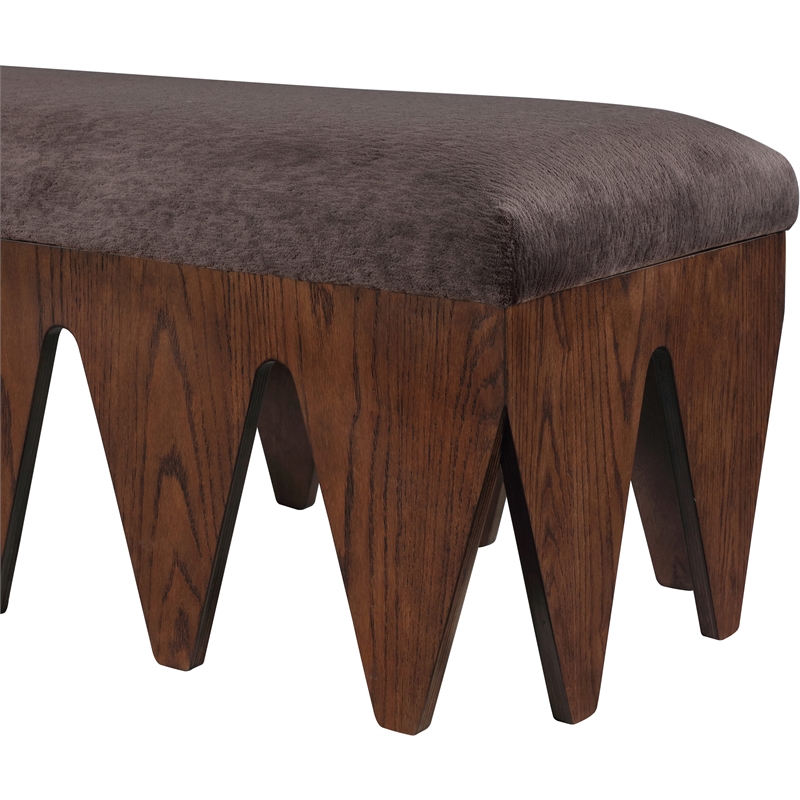 Meridian Furniture Altair Brown Velour Fur Fabric Bench