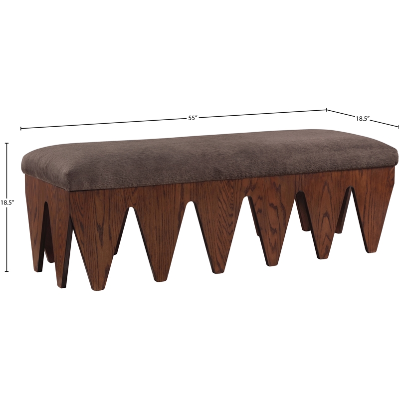 Meridian Furniture Altair Brown Velour Fur Fabric Bench