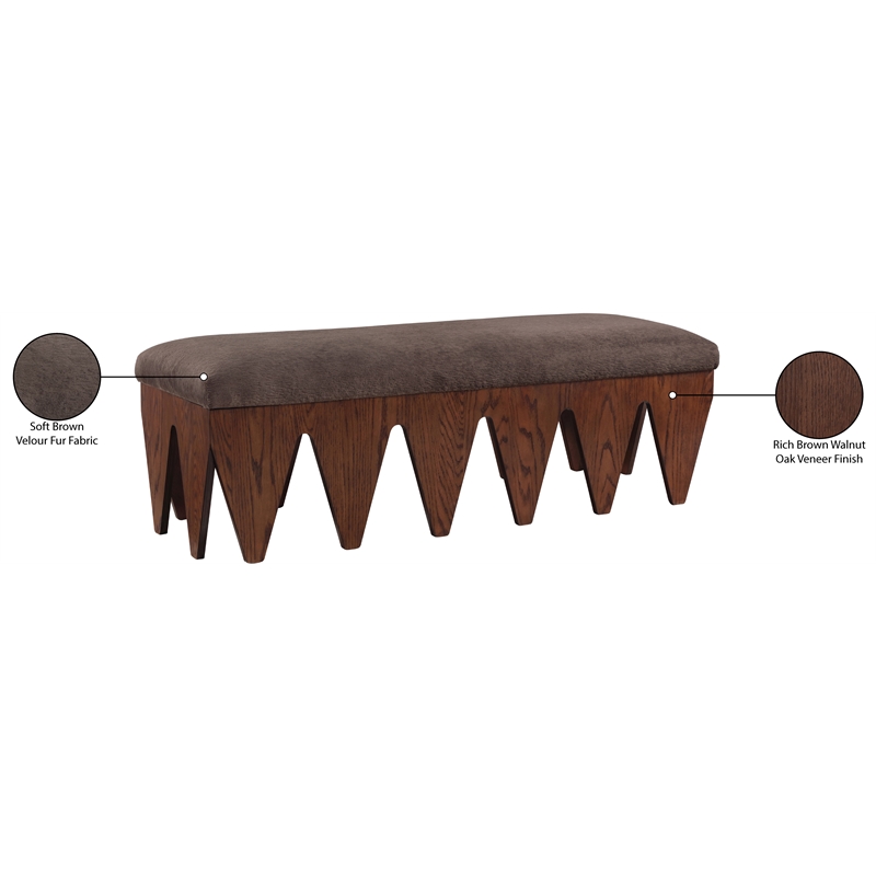 Meridian Furniture Altair Brown Velour Fur Fabric Bench