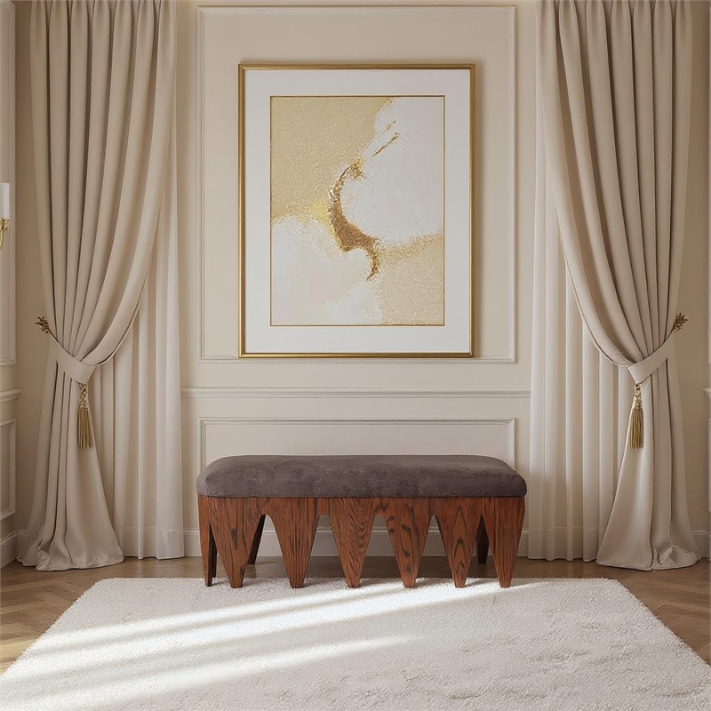 Meridian Furniture Altair Brown Velour Fur Fabric Bench