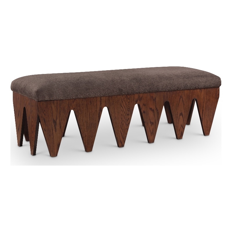 Meridian Furniture Altair Brown Velour Fur Fabric Bench