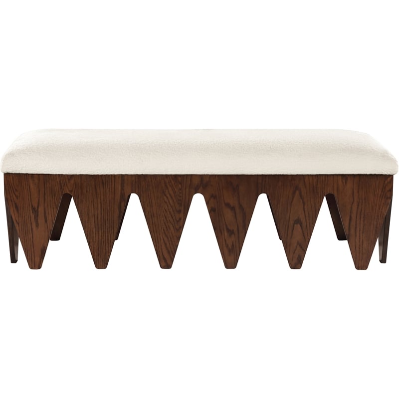 Meridian Furniture Altair Cream Velour Fur Fabric Bench