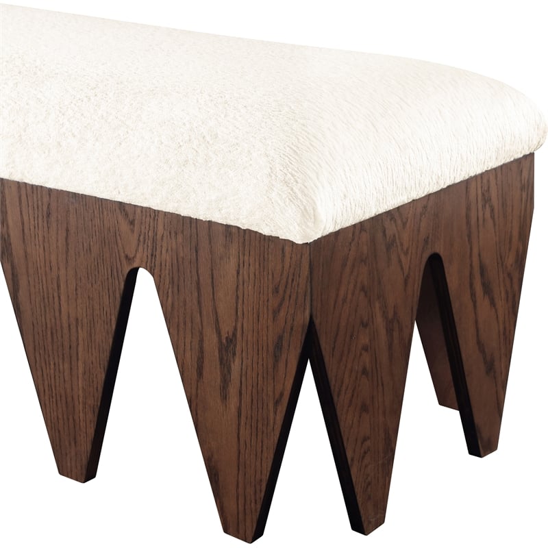 Meridian Furniture Altair Cream Velour Fur Fabric Bench