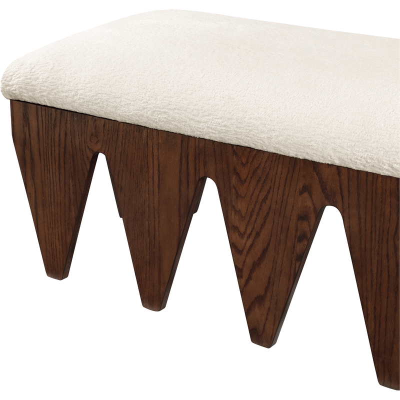 Meridian Furniture Altair Cream Velour Fur Fabric Bench