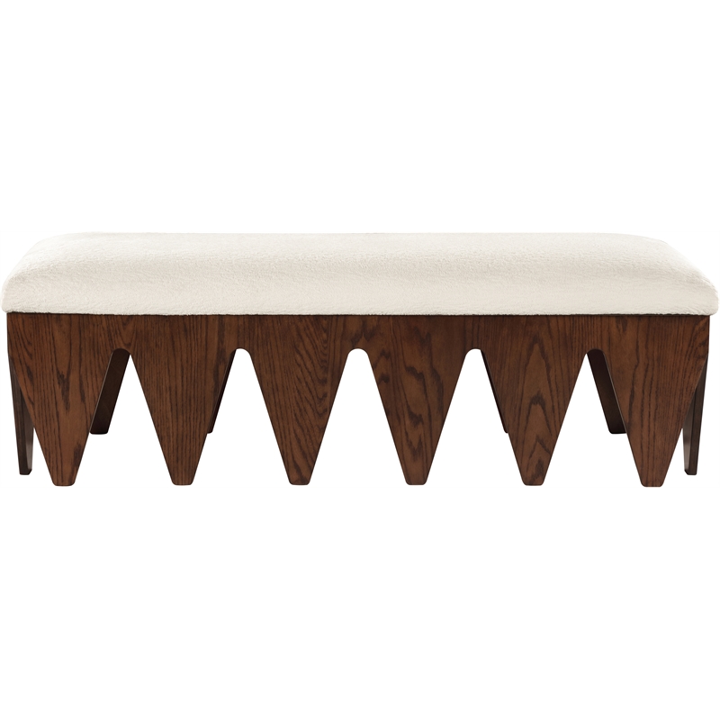 Meridian Furniture Altair Cream Velour Fur Fabric Bench
